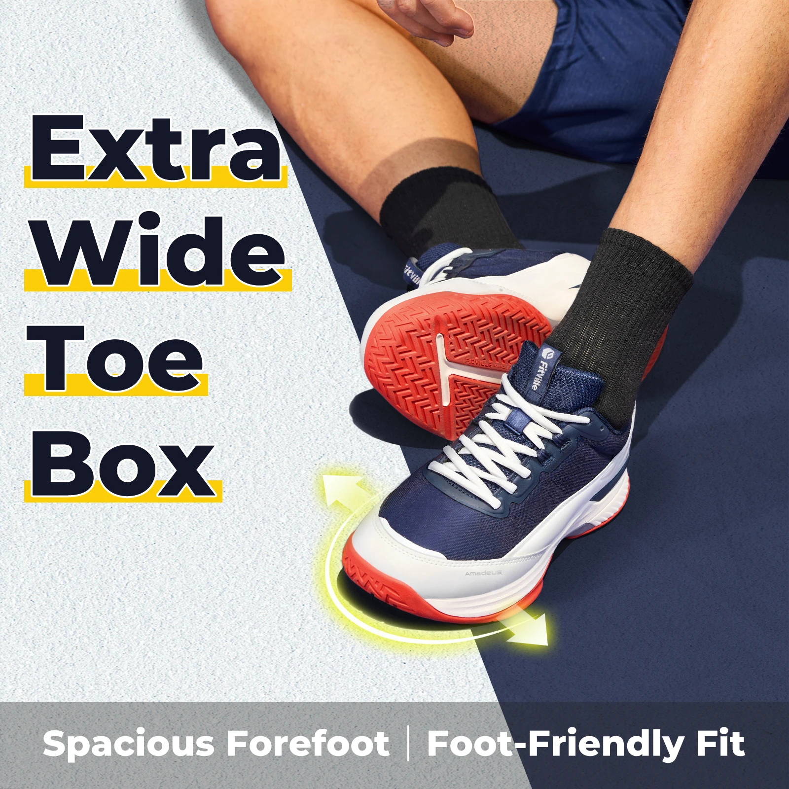 FitVille Wide Tennis Shoes Casual Male Sneakers Gym Sports Pickleball Shoes for Men Comfortable High Quality Baseball Trainer