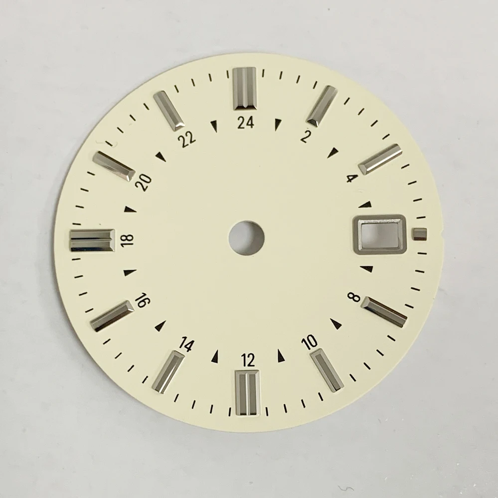 New 31MM Watch Dial Accessories Beige Non-luminous GMT Single Date Watch Faces for Japanese NH34 Movement