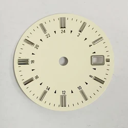 New 31MM Watch Dial Accessories Beige Non-luminous GMT Single Date Watch Faces for Japanese NH34 Movement