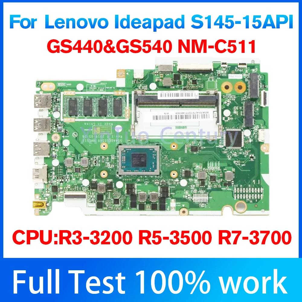 NMC511 NM-C511 For Lenovo Ideapad S145-15API Notebook motherboard CPU 300U R3-3200 R5 R7 4GB-RAM 100% Tested Work