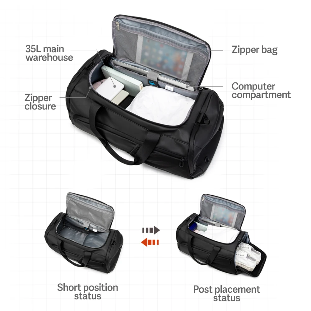 Gym Duffle Bag Waterproof Sports Duffel Bags Travel Weekender Bag for Men Women Overnight Sports Duffel Bags Dry Wet Separation
