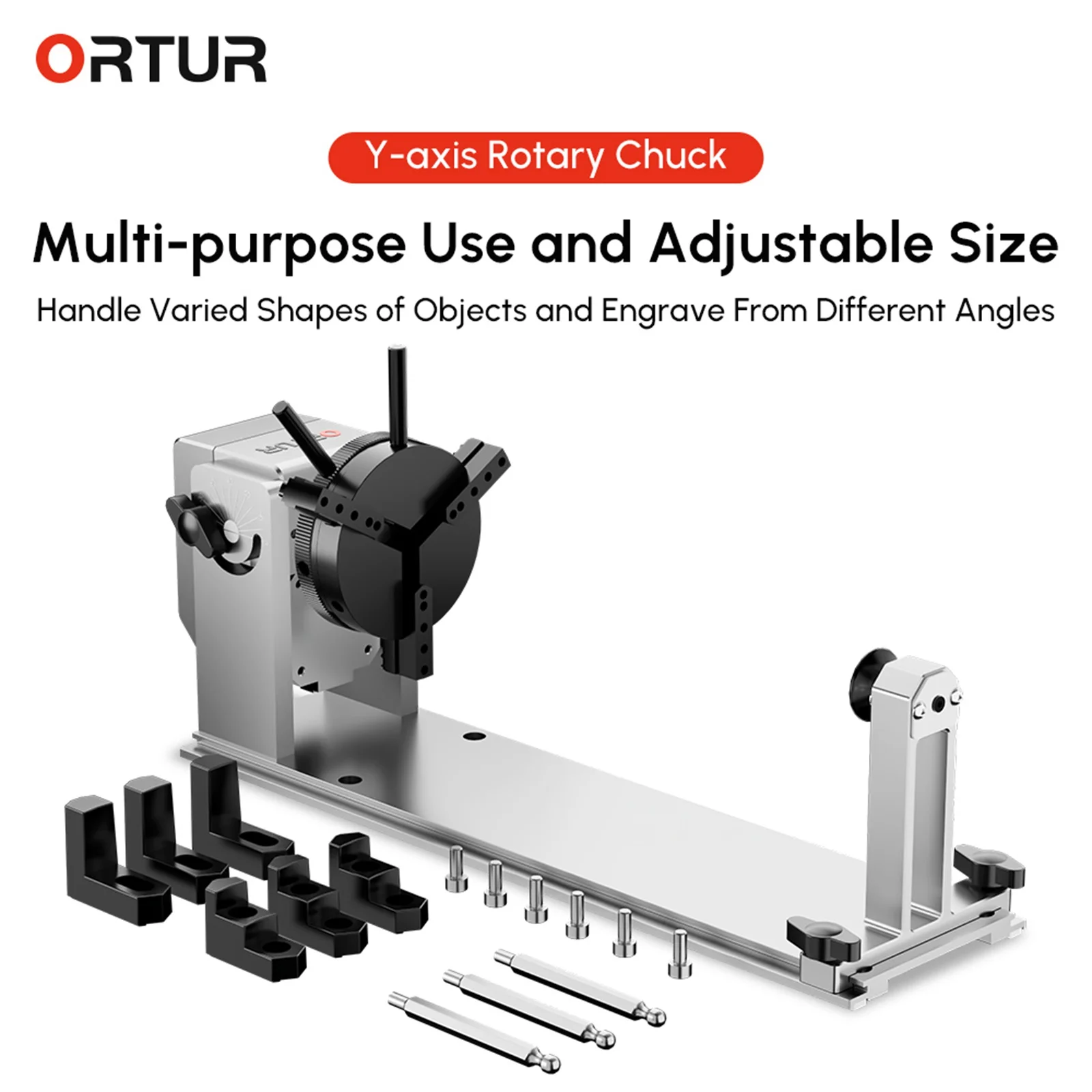 Imagem -03 - Ortur-multi-modo Y-axis Rotary Chuck Yrc1.0 Acessórios para Máquinas de Gravação a Laser Suporte para Todas as Máquinas de Gravação a Laser Outur