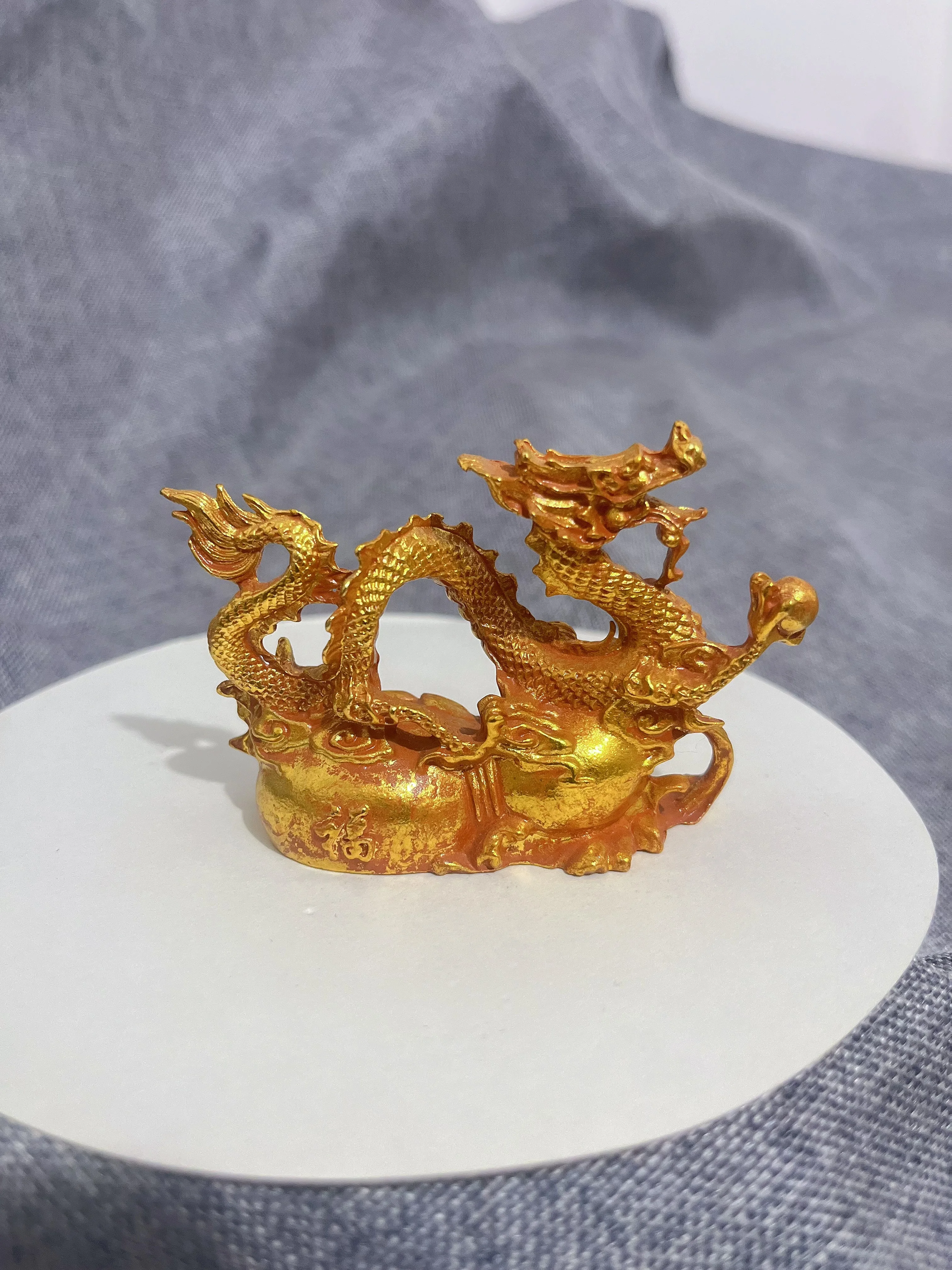 2026 HOME OFFICE ornament geomantic good luck talisman gold Divine Dragon figurine Auspicious bring Wealth lucky copper carving