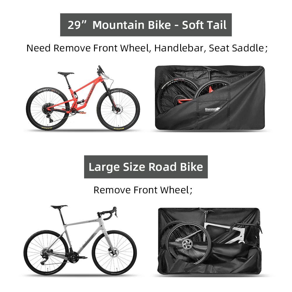 Rhinowalk Bike Carry Bag 600D For 29 in MTB / 700C Large Size Road Bicycle Storage Cycling Travel Transport Protective cover