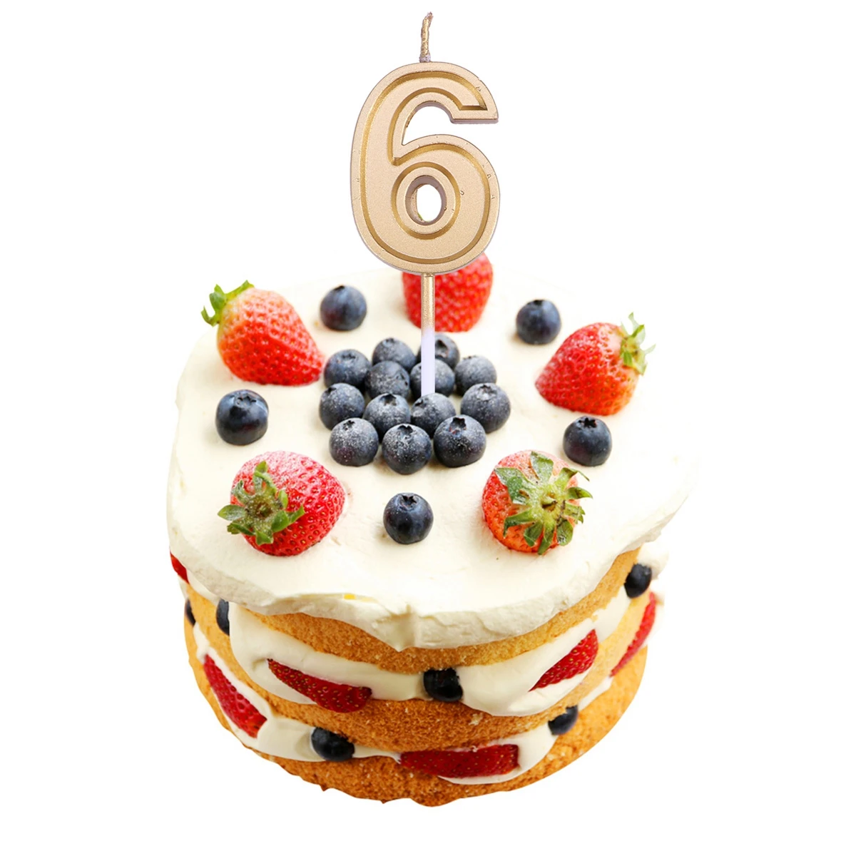 

Gold Glitter Happy Birthday Numeral Candles Number Candles Cake Topper Decoration for Adults s Party (Number 6)