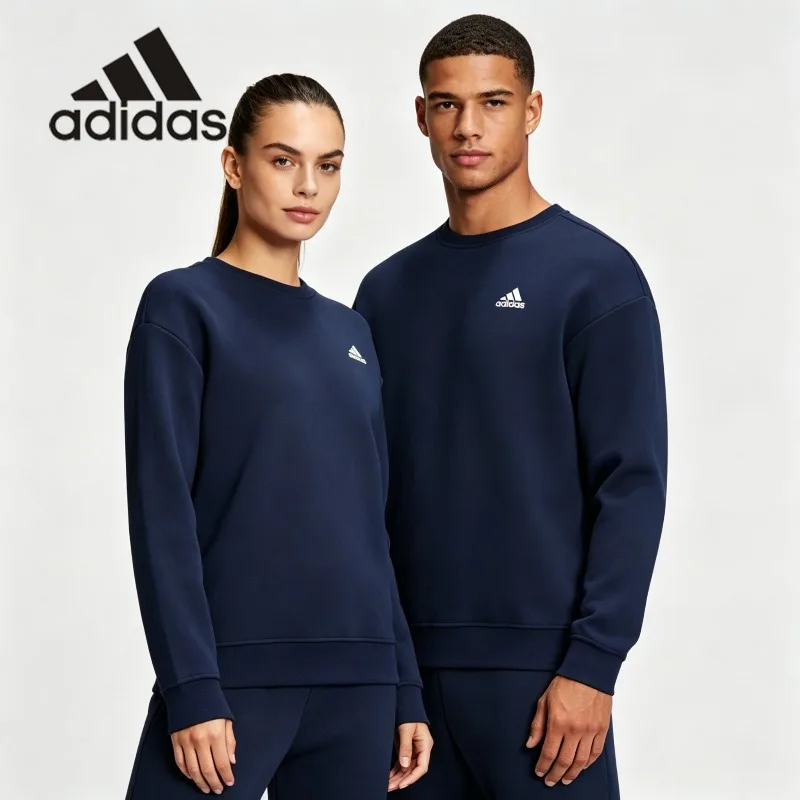 adidas Thin Vintage French Terry Crew Sweatshirt Retro Silhouette Light Spring Autumn TopKT2526 1PCS