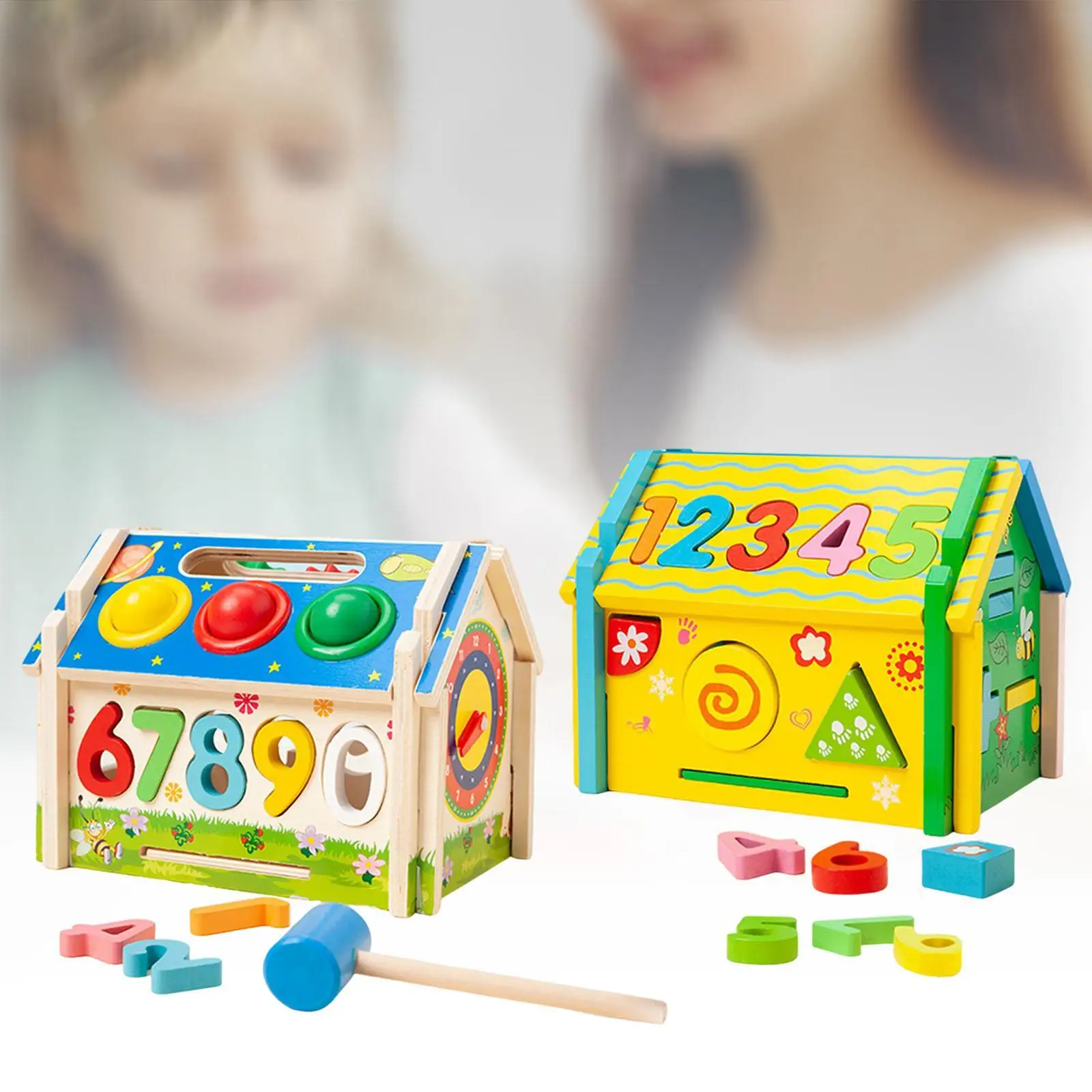 Shape Sorter House Wooden Boys Girls Sensory Toy Montessori Toy Ages 3 4 5 Years Old Color Perception Toy Shape Sorting Cube