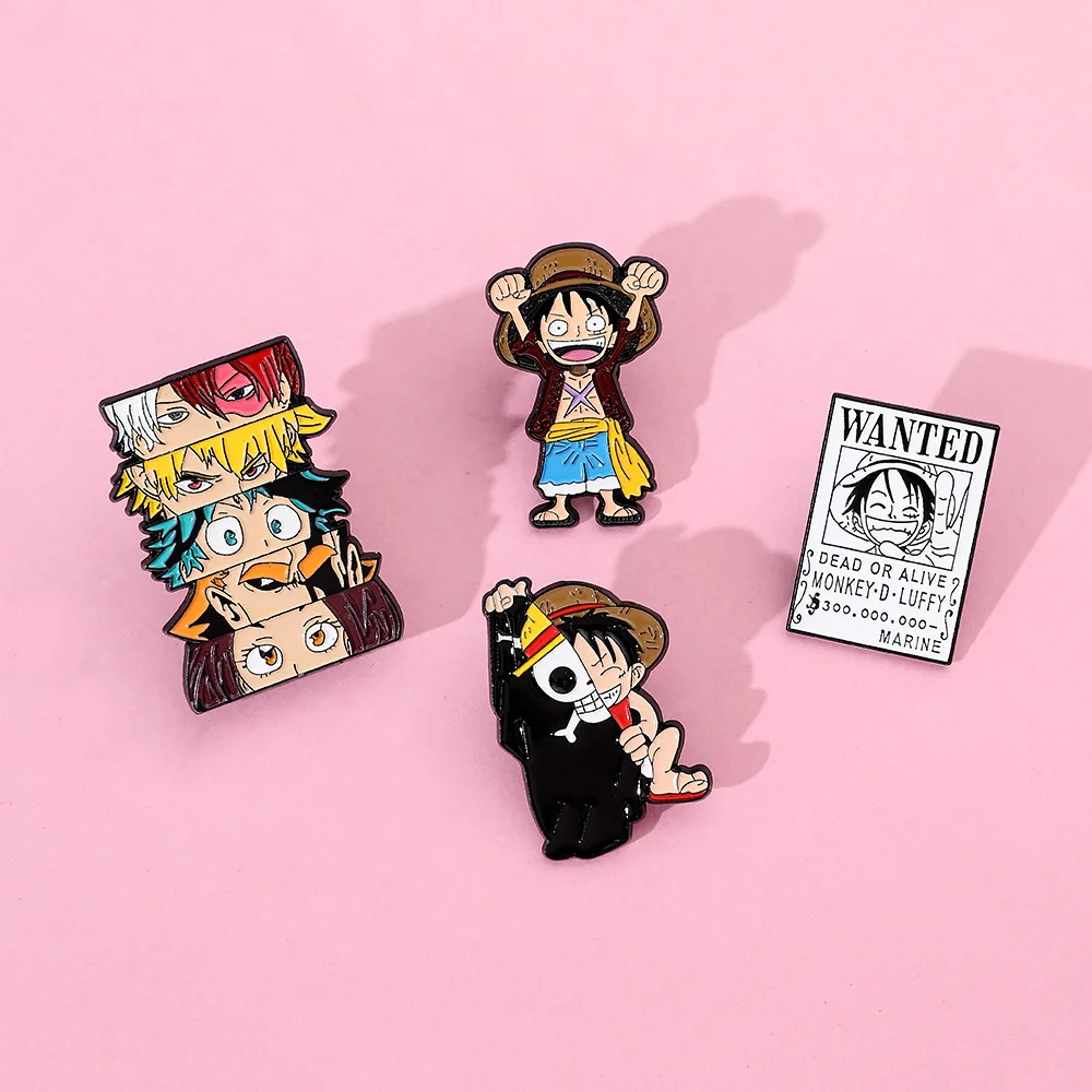 One Piece Accessories Brooch Luffy Zoro Sanji Anime Figures Metal Badges Cloth Accessories Cartoon Accessories Children's Gift