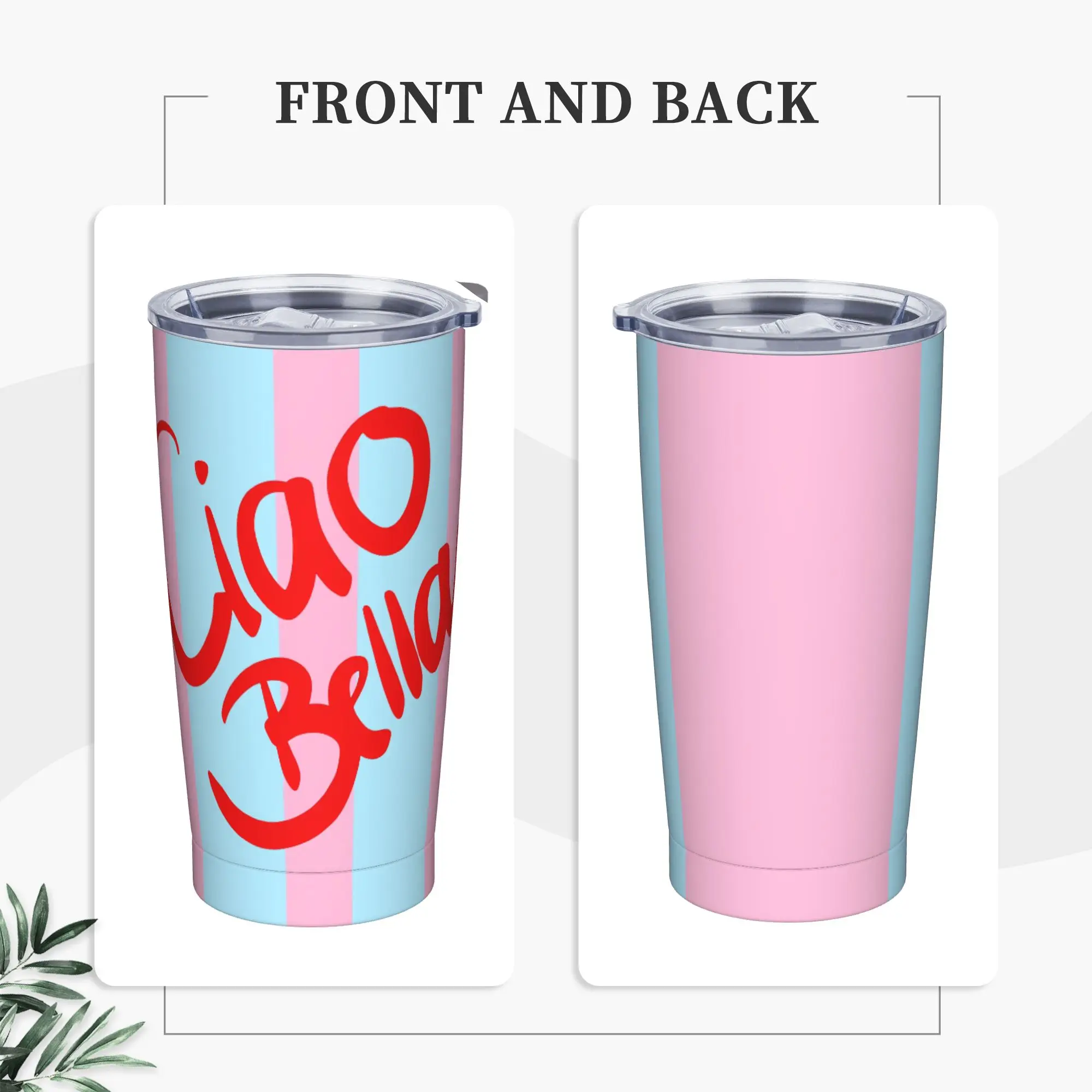 Ciao Bella Art Design Tumbler  Travel Large Car Mugs Leakproof Hot Drinks Milk Tea Water Bottle