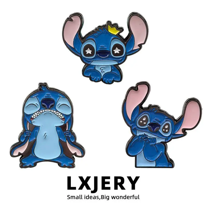 Lilo Stitch Disney Cartoon Anime Stitch Metal Brooch Creative Design Clothing Accessories Student Decorate Badge Children Gifts