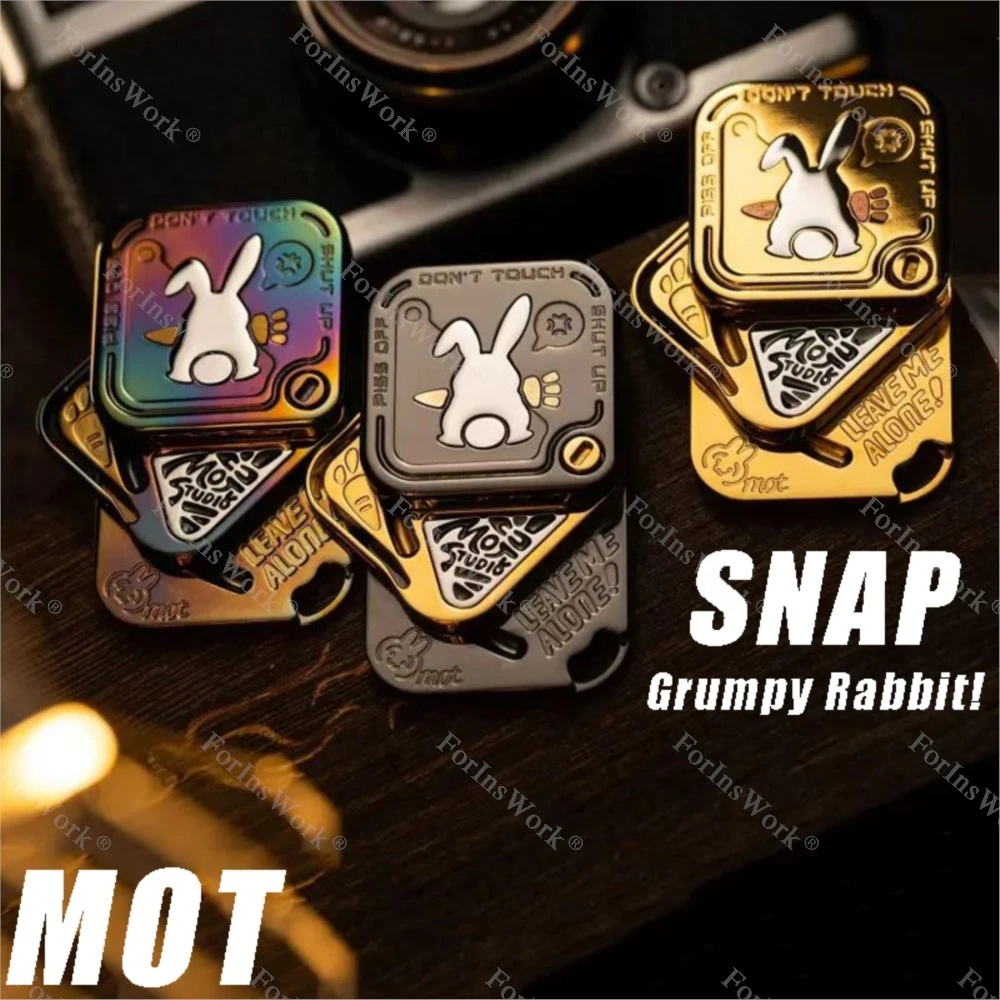 STOCK MOT SNAP Grumpy Rabbit Zirconium Magnetic Side Push Slider Tuning Fork Hand Spinner Stress Relief Adults EDC Toy