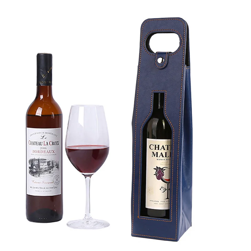 Luxury PU Leather Wine Bottle Handy Bags Single/Double Wine Bottle Favor Packaging Bags Champagne Wine Bottle Cover Carry Bag