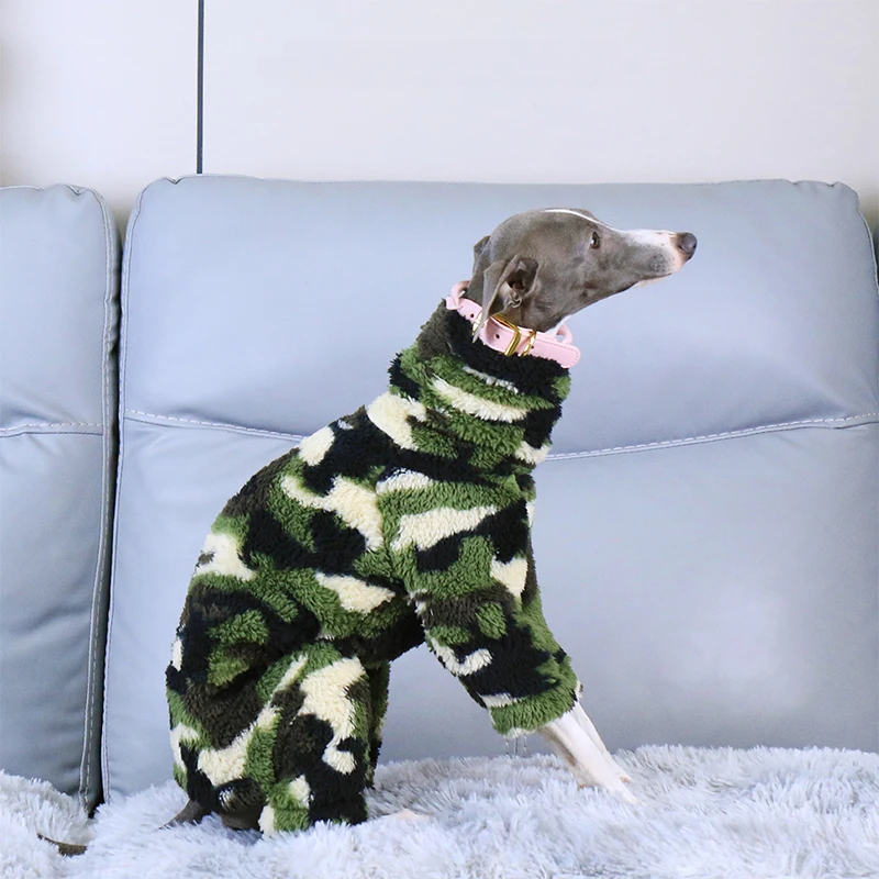 

Winter Warm Fluffy Fleece Dog Clothes Four-Leg Turtleneck Dog Double Side Velvet Pajamas Jumpsuit Pet Whippet Greyhound Coat