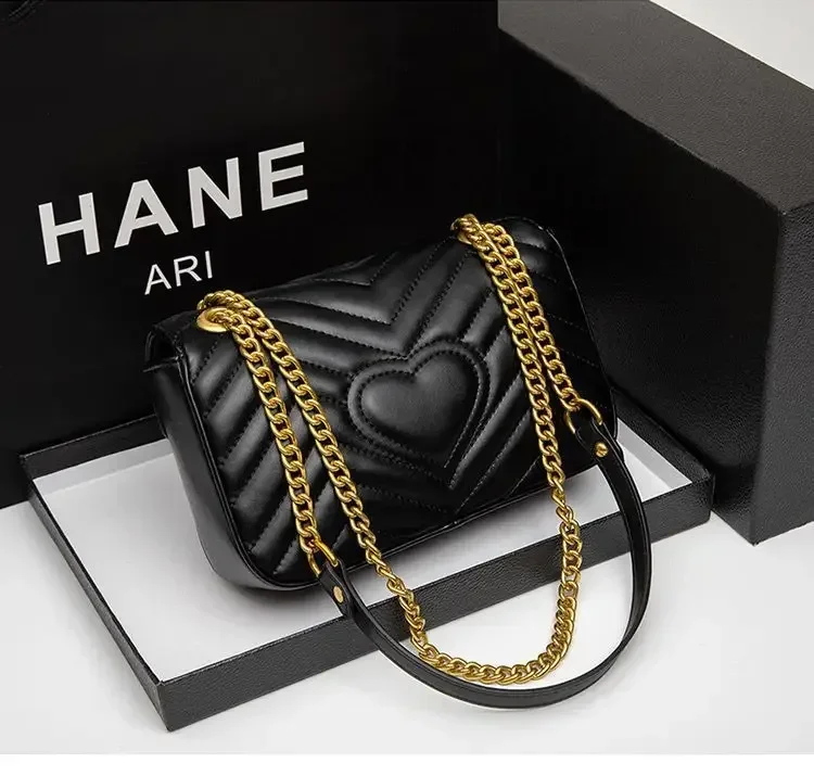 

Genuine Leather Women's Chain Bag 2024 New Luxury Designer Cowhide Women Crossbody Shoulder Bags Geometric Pattern Handbag