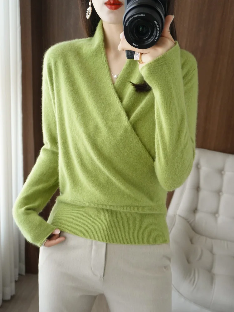 BELIARST 100% pure wool cardigan ladies V-neck top spring and autumn new thin cashmere sweater casual knitted loose female Jake