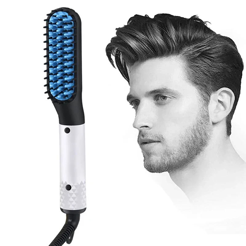 

Portable Beard Straightener Comb Electric Flat Iron Curler Straightener Comb Heated Hair Dryer Comb Hair Straighteners for Men