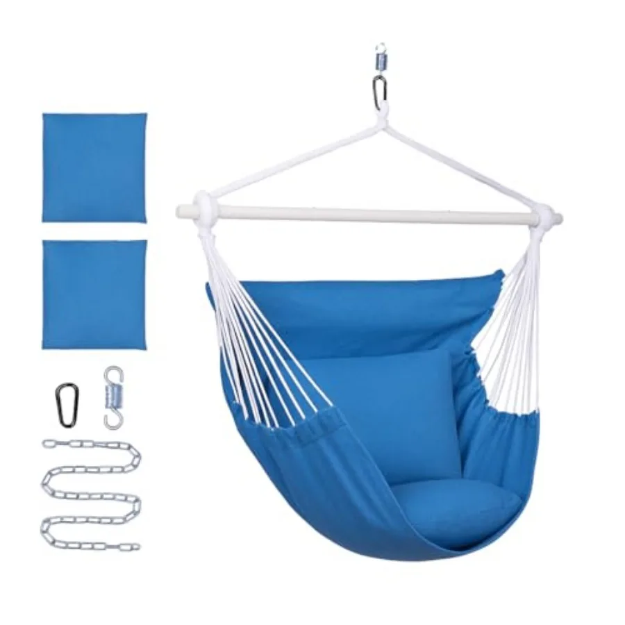 

Hanging Hammock Chair Swing with Cushions and Hanging Kit 500 lb Capacity Cotton Blend Fabric for Indoor/Outdoor Use Includes C