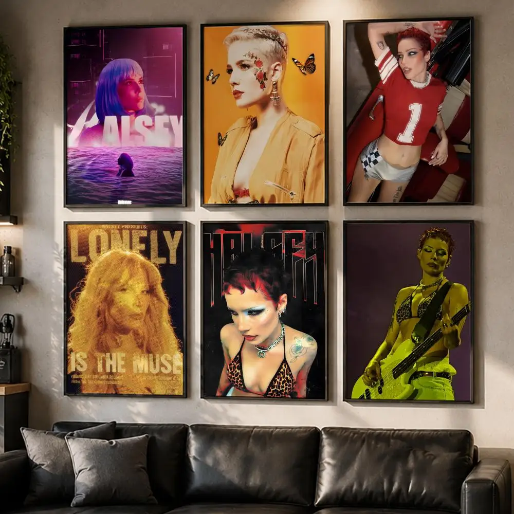 Bold Singer Halsey Poster No Glue Residue Self-Adhesive Art Poster Wall Decor for Bedroom Living Room