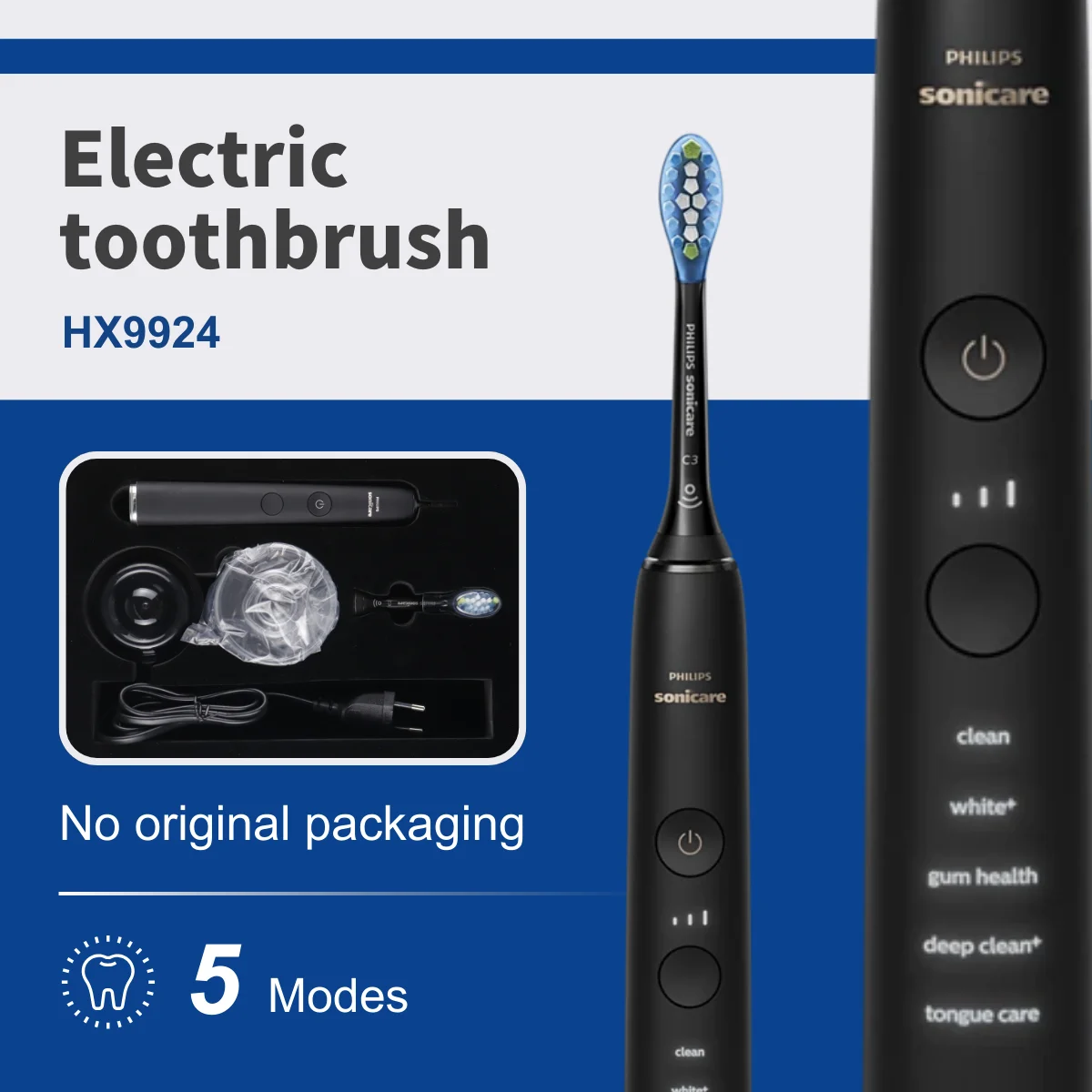 Philips Electric toothbrush Sonicare DiamondClean Smart HX9924, No original packaging, Black