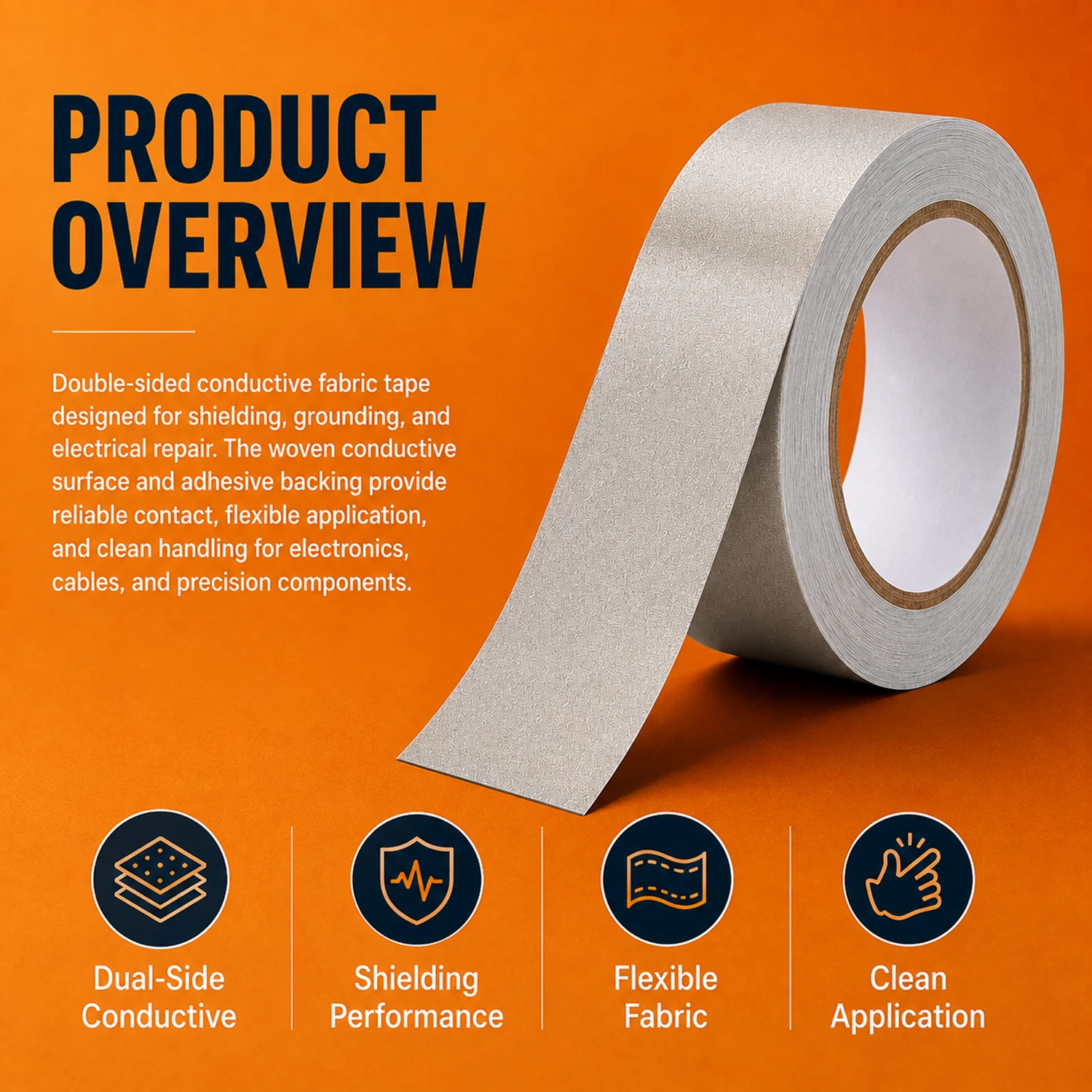 3Rolls 50mm/25mm Fabric Tape Double Conductive EMI RFI Shielding Tape for Device Repair Wire Harness ESD Grounding
