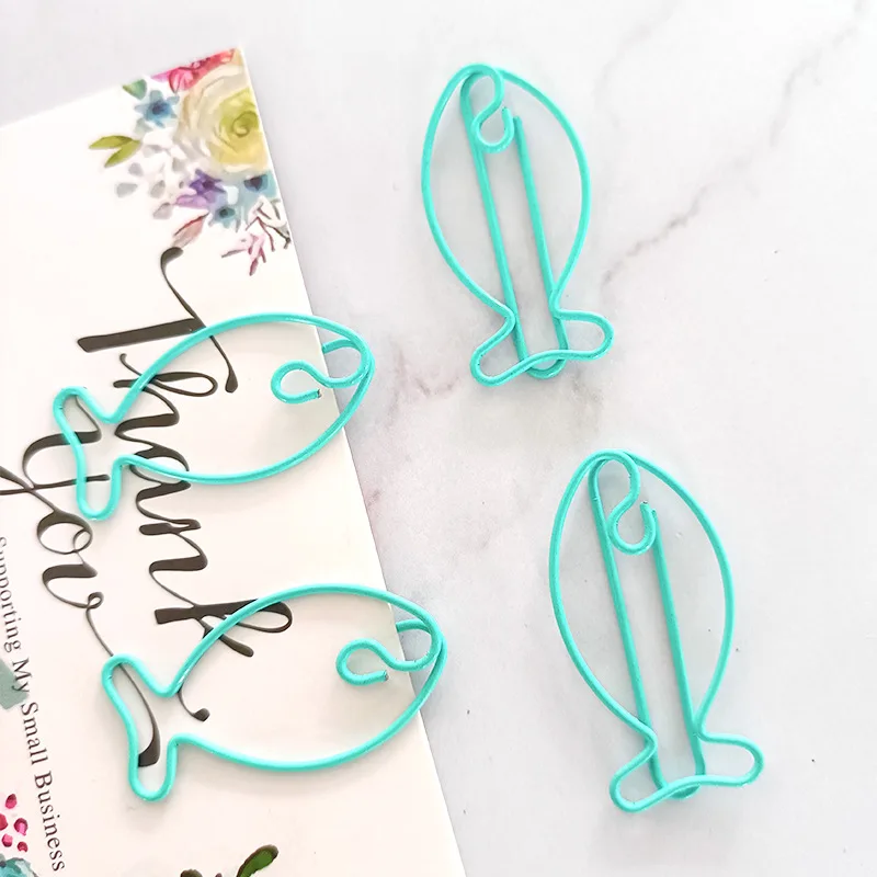 

20 шт./компл. скрепки для бумаг с голубой рыбой, креативные металлические зажимы в форме животных, новинка, канцелярские товары для скрапбукинга, подарок