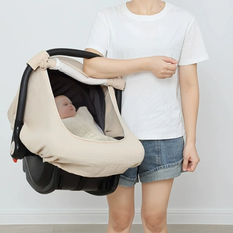 2-in-1Baby Car Seat Cover Canopy Summer Breathable Newborn Carrying Basket  Sun Shade Baby Stroller Mosquito Net Accessories