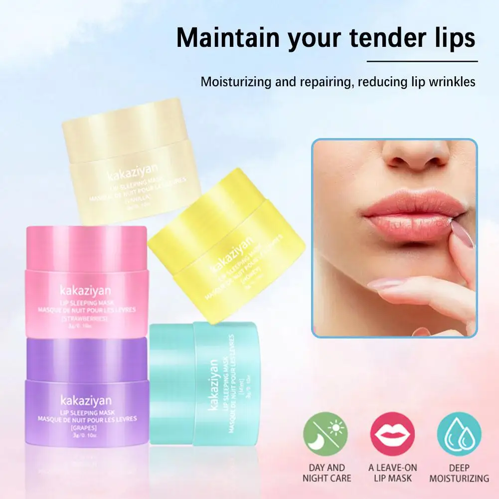 Originele Aardbei Druif Fruit Smaak Lip Slaapverzorging Slaap Balsem Lippenlijnen Lip Voeden Nachtlip Hydraterende K7s0