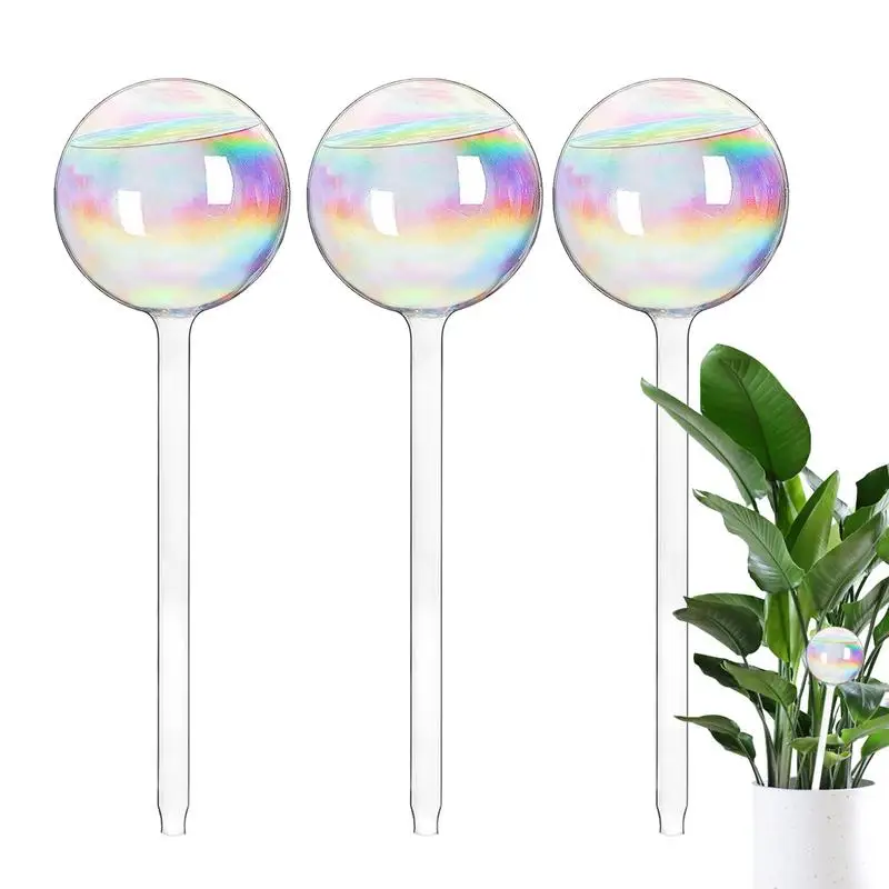 Watering Bulbs For Indoor Plants Rainbow Gradient Color Glass Watering Bulbs Automatic Clear Self Watering Planter Inserts Self