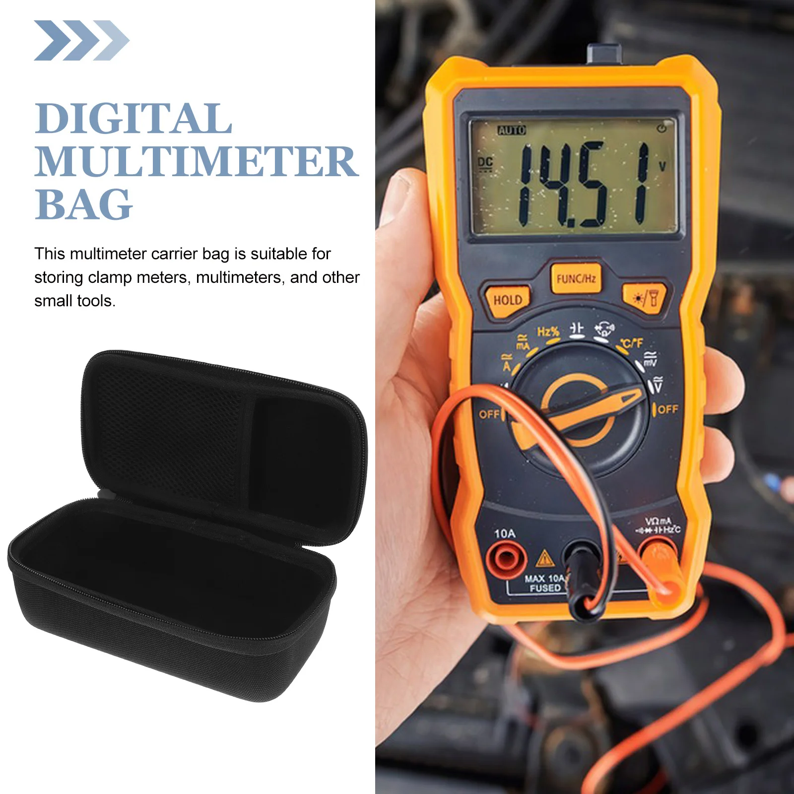 

Multimeter Bag Portable Lightweight Multimeter Carrier Tool Pouch Organizer Storage Case for Digital Multimeters Small Tools