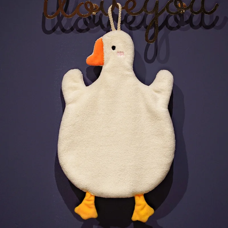 Hot Cute Cartoon Goose Hand Towel for Kitchen and Bathroom - Hanging, Thickened, Absorbent Hand Towel
