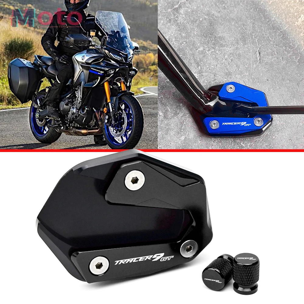 

For Yamaha TRACER 9 GT 9GT Tracer9GT 2021-2023 2022 Motorcycle Accessories Kickstand Foot Side Stand Enlarger Pad Tire Valve Cap