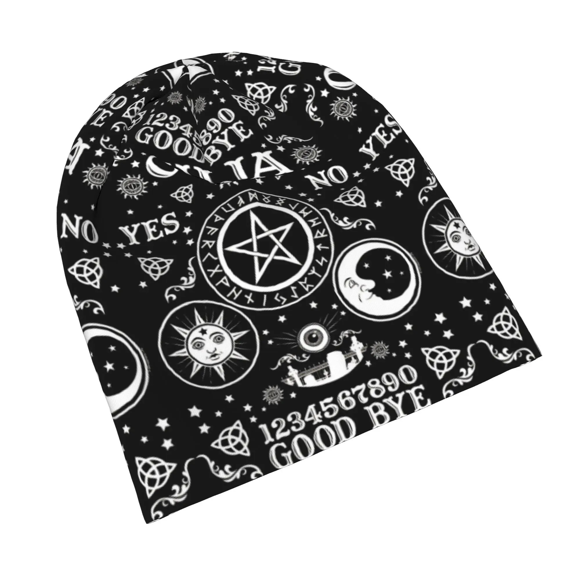 Ouija Board Bonnet Hats Autumn Winter Outdoor Skullies Beanies Hat Mystical Sun and Moon for Men Women Warm Dual-use Caps