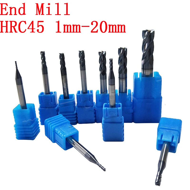 

Endmills Alloy Carbide Tungsten Steel Milling Cutter End Mill HRC45 4 Flute 1mm-20mm Metal Cutter Milling Tools