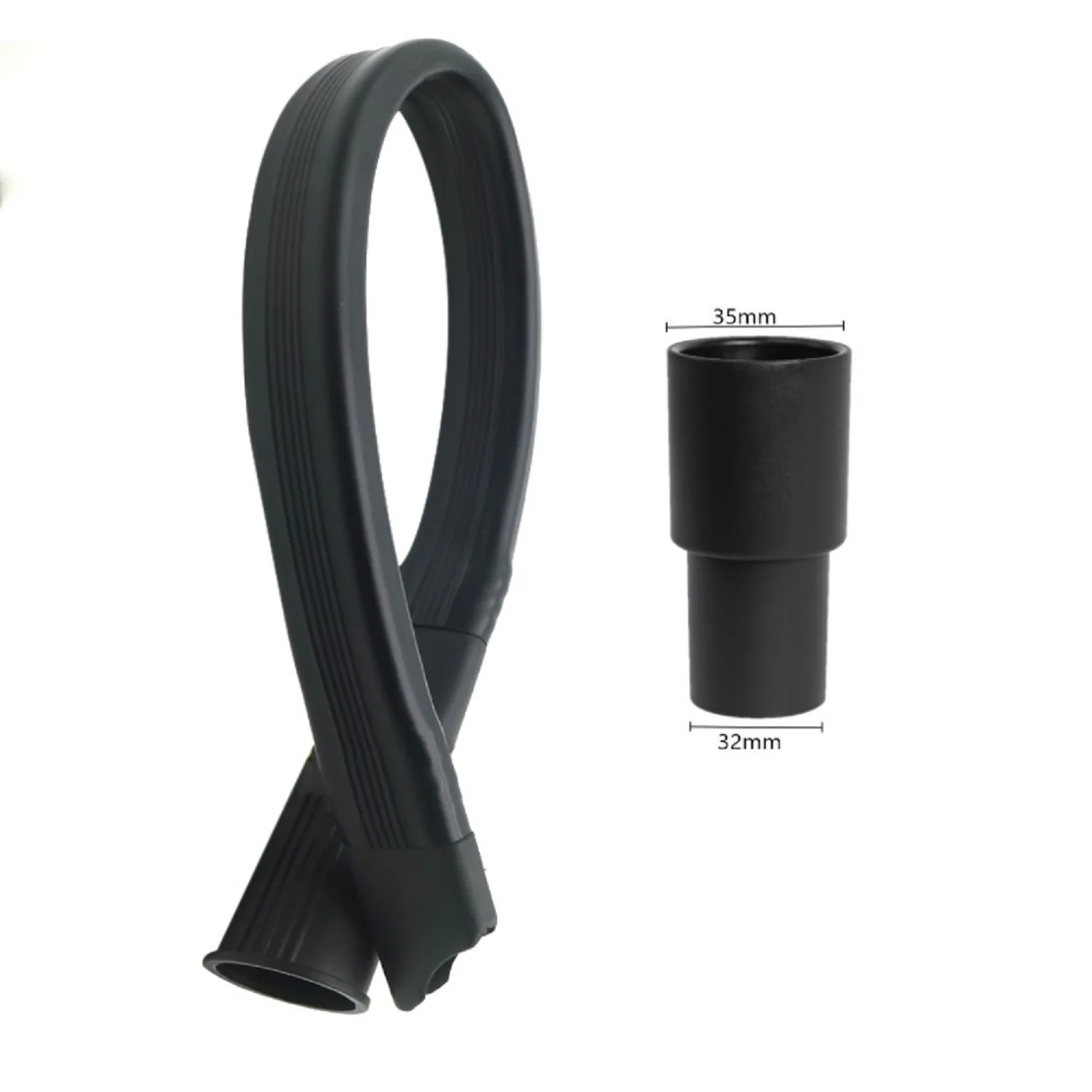 

32mm Diameter Flexible Long Flat Suction Nozzle Head + 35mm To 32mm Conversion connector, Universal Vacuum Cleaner Crevice Tool