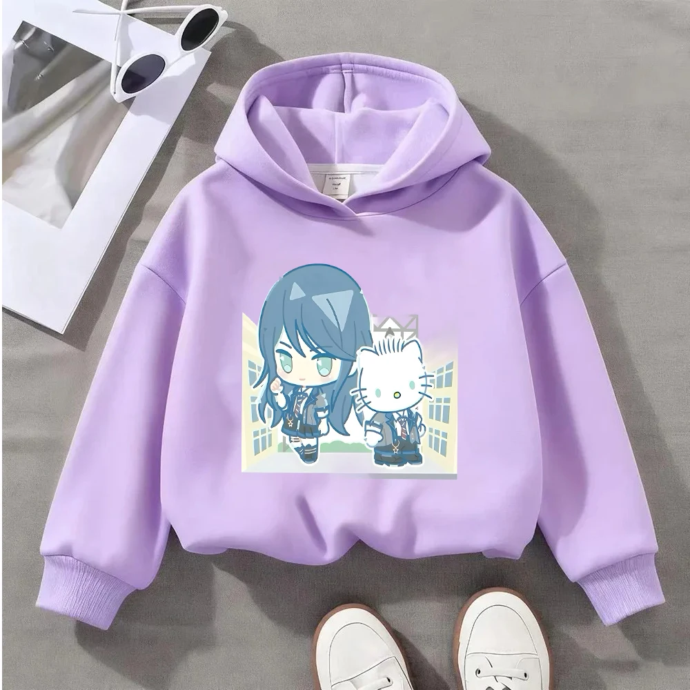 

Hatsune Miku Harajuku Print Pattern Anime Girl Hello Kitty Sweatshirt Casual School Uniform Style Pullover Hoodie for Women Yout