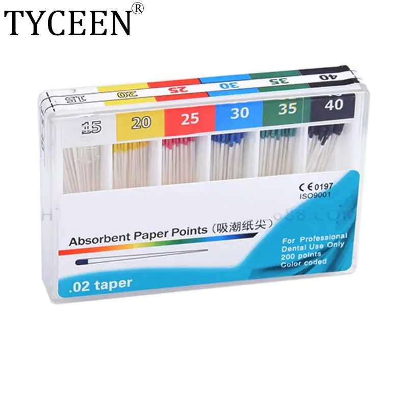 

10 boxes/2000pcs Dental Absorbent Paper Points Dentist Product Material 0.02 Taper Root Cancel Endodontics Cotton Fiber Tips