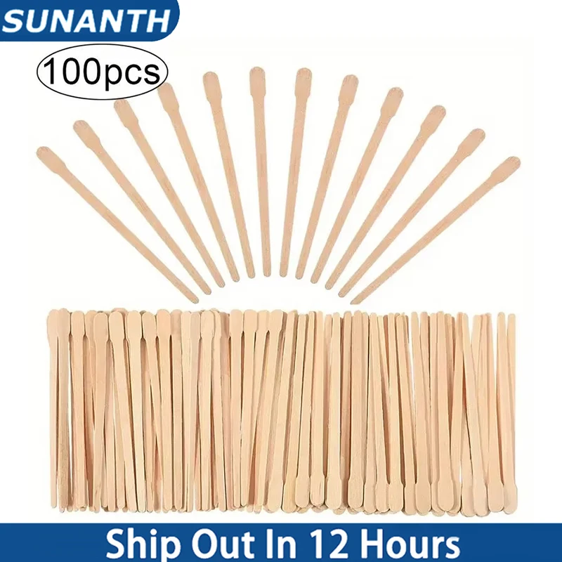 100PCS Wooden Hair Removal Stick Women Disposable Depilation Spatula Wax Sticks For Hair Removal And Smooth Skin Unisex