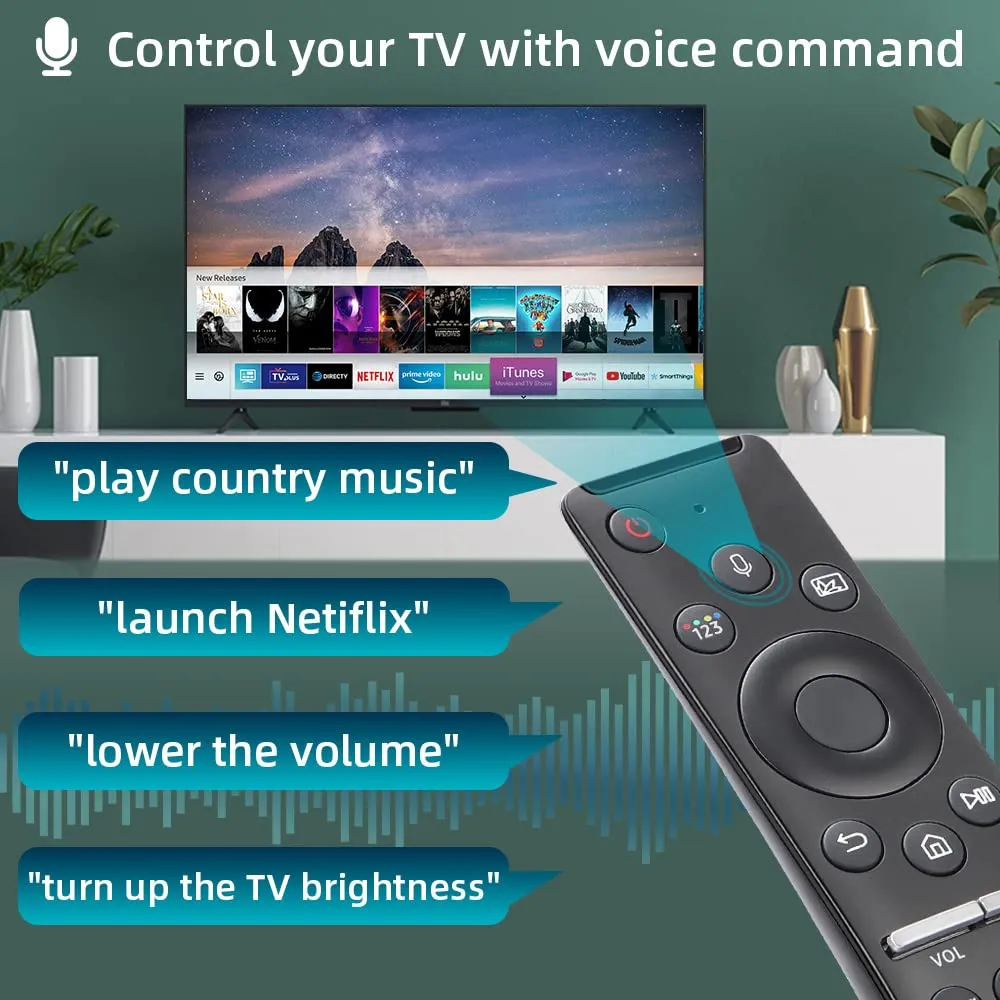 BN59-01330B Voice Remote Control for Samsung Smart TV LED QLED 4K 8K UHD HDR Curved with Netflix, Prime Video,Rakuten TV Button