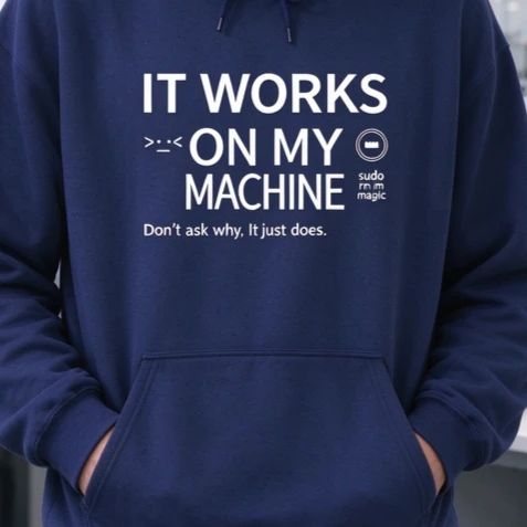 Funny Programmer Hoodie for Men IT WORKS ON MY MACHINE Sweatshirt Coding Geek Gift Long Sleeve Hooded Pullover Tops