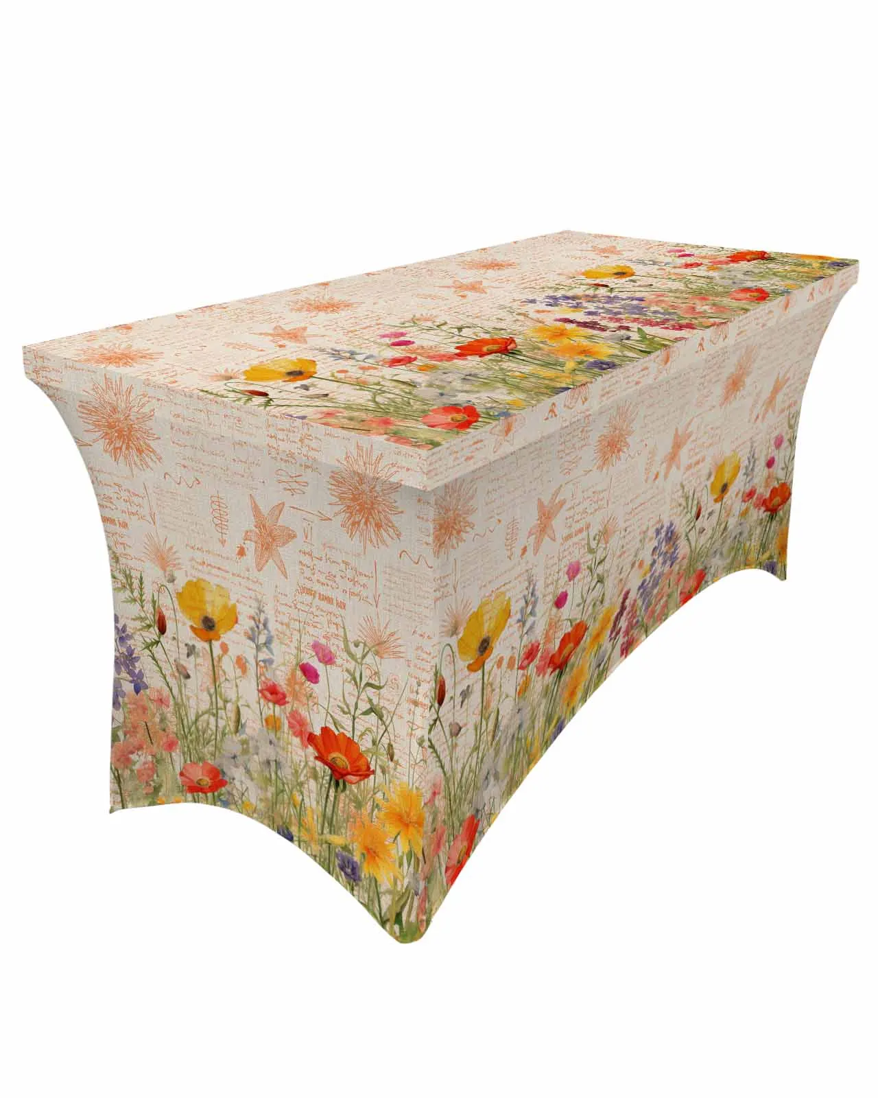 Poppy Flower Watercolor Vintage Elastic Table Skirt Wedding Birthday Table Decoration Table Skirt Tablecloth for Party