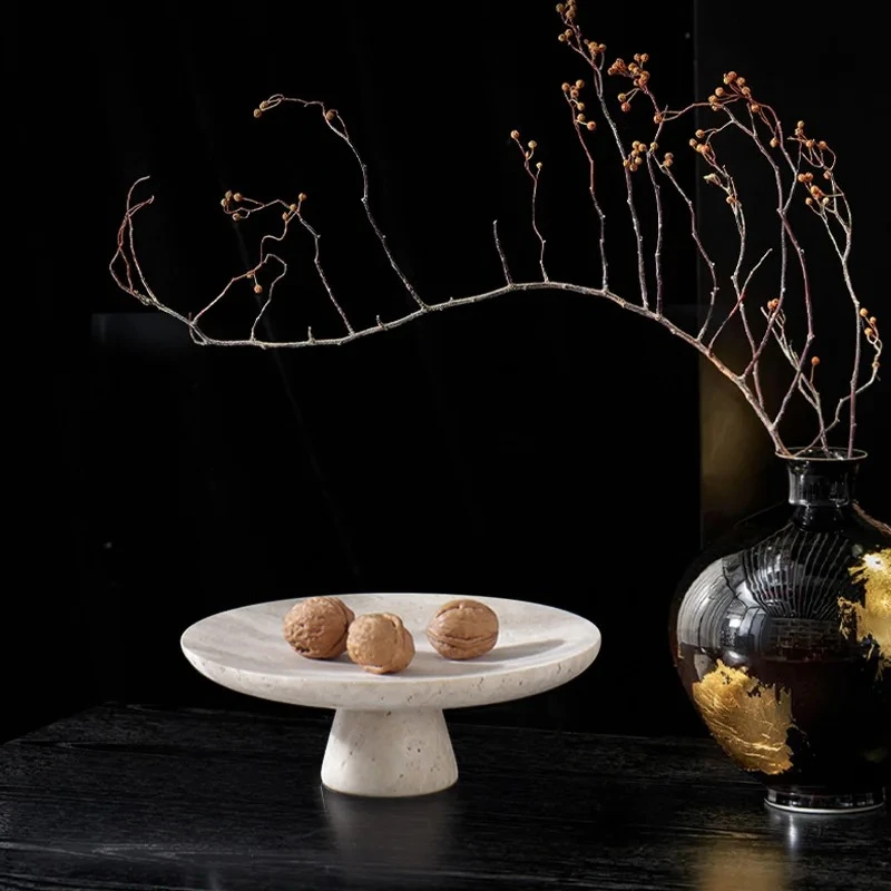 

Мраморный поднос ваби-саби во французском стиле, желтая тарелка с фруктами травертина, декоративный поднос для кухонной столешницы, домашний декор