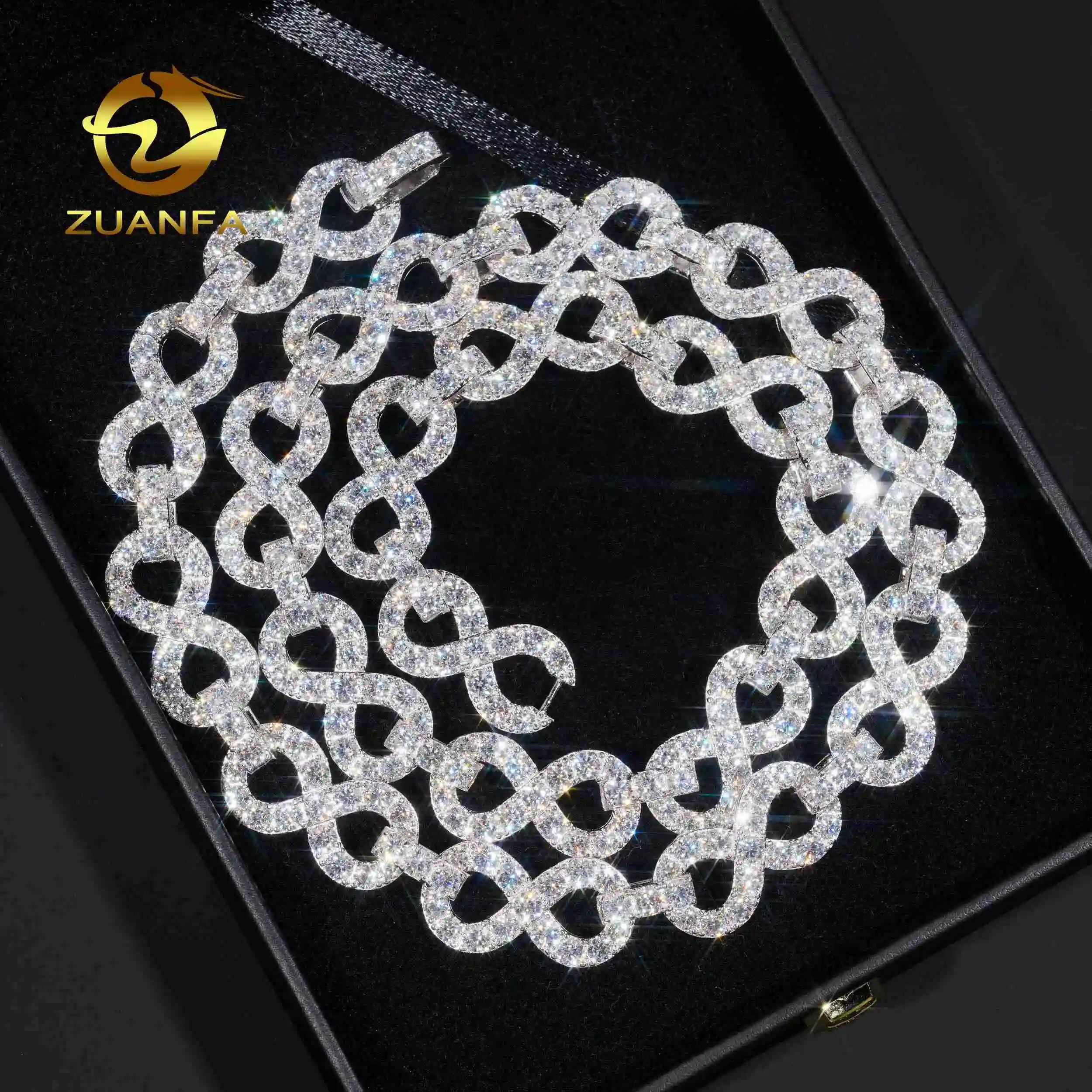 13mm Wholesale Iced Out Hip Hop Necklace Pass Diamond Tester VVS Moissanite Diamond Infinity Cluster Cuban Link Chain..