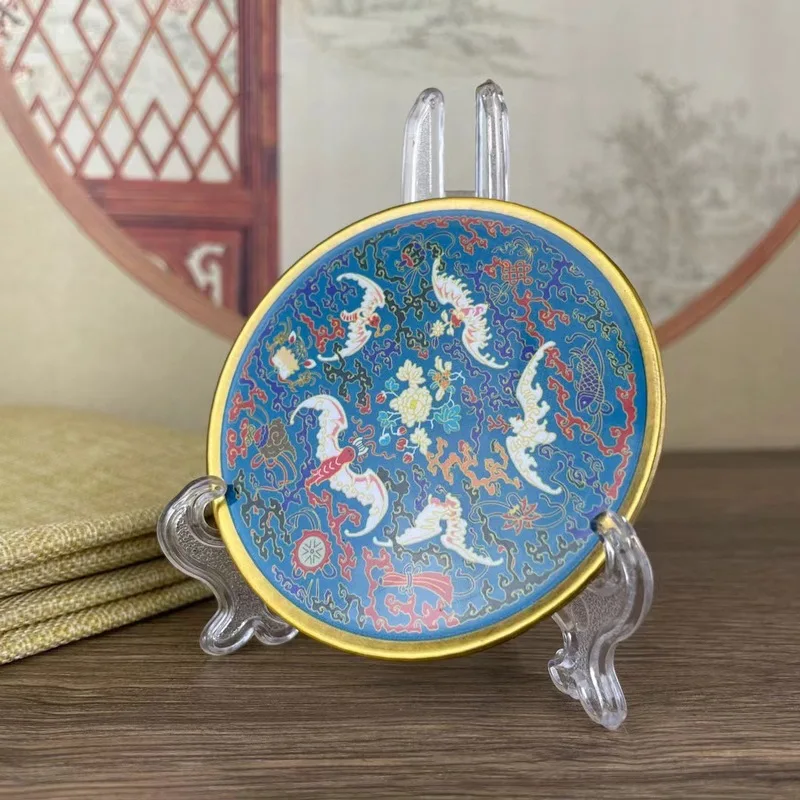 Antique Reproduction of a Qing Dynasty Qianlong Era Five-Color Assorted Enamel Tea Tray, Collectible Home Decorative Ornament