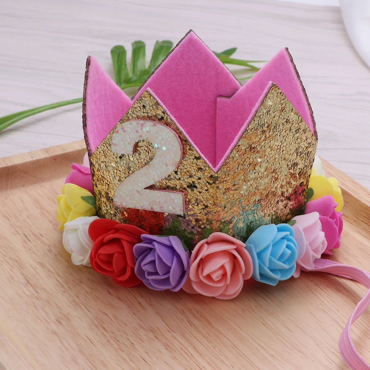 

Flower Headband Colorful Cloth Crown Hair Band Soft Comfortable for Babies Photos Party Hair Accessory