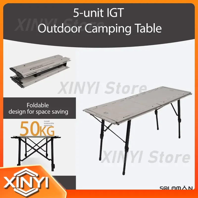 Portable Lightweight 5-Unit IGT Foldable Aluminum Garden Table for Outdoor Furniture Camping BBQ Picnic Patio Deck Yard