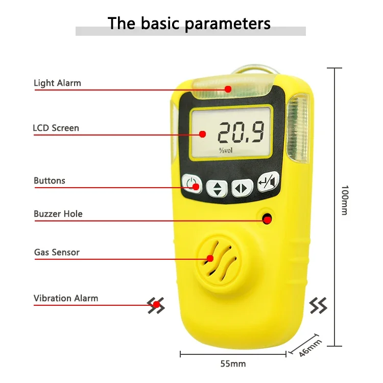 portable no2 nitrogen dioxide gas detector meter 0-20ppm high precision