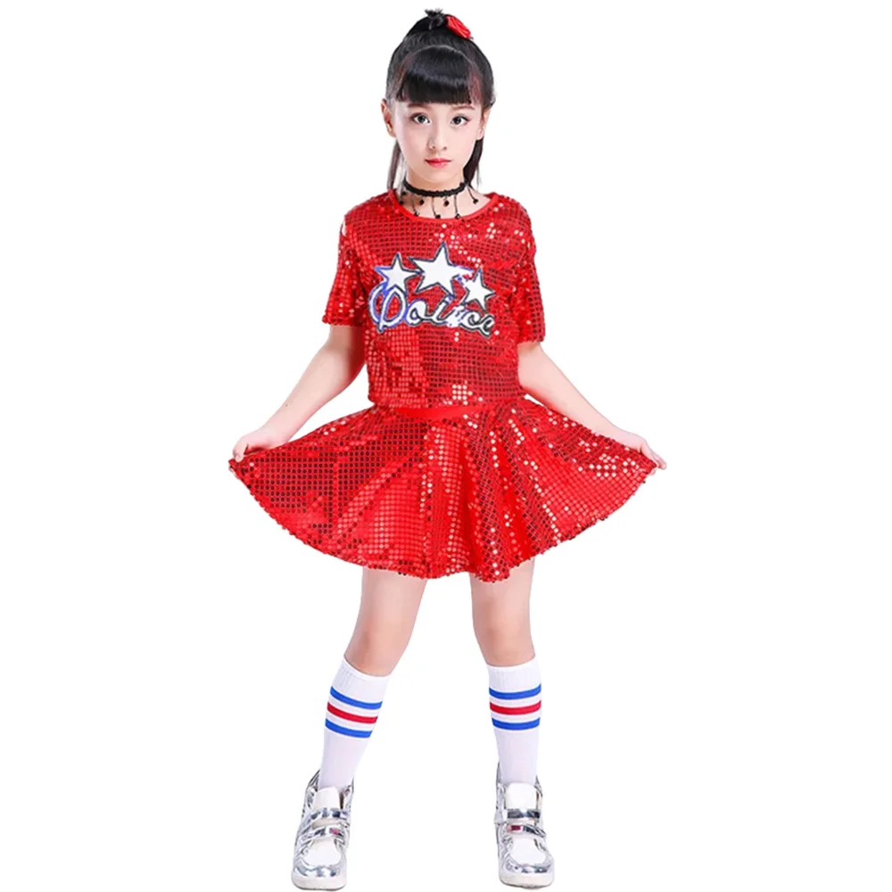 

Детский современный джазовый танцевальный костюм, комплект для девочек, бальная вечеринка, расшитая блестками джазовая танцевальная одежда, 2 шт., джазовые костюмы для девочек