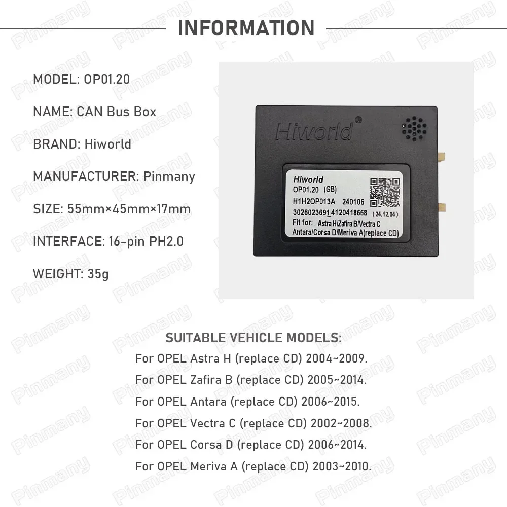 Car Stereo CANBus Decoder Android Radio Hiworld CAN Bus Adapter OP01 for Opel Astra H Zafira B Antara Vectra C Corsa D Meriva A