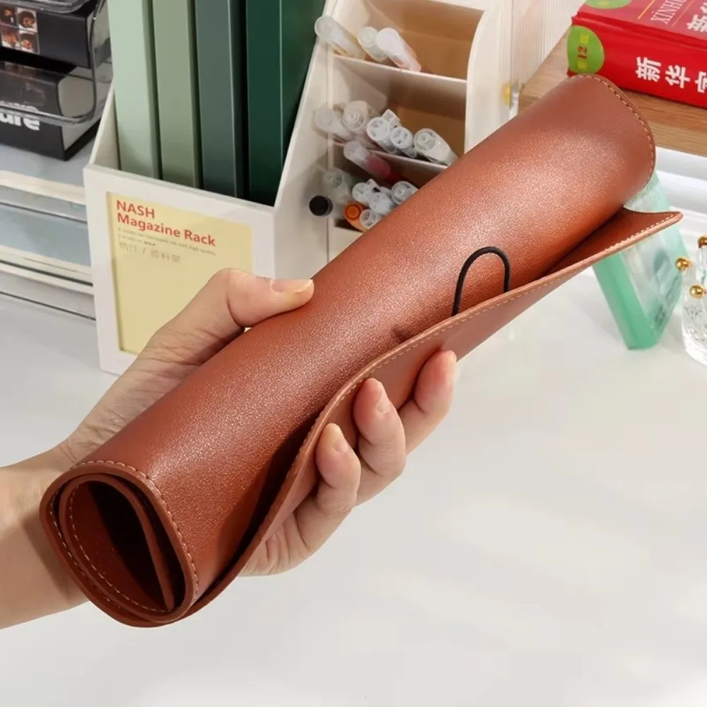 Portable Leather A4 File Bag Thickened Large Capacity Document Bag Business with Rope Buckle Clamping Folder For Office Use