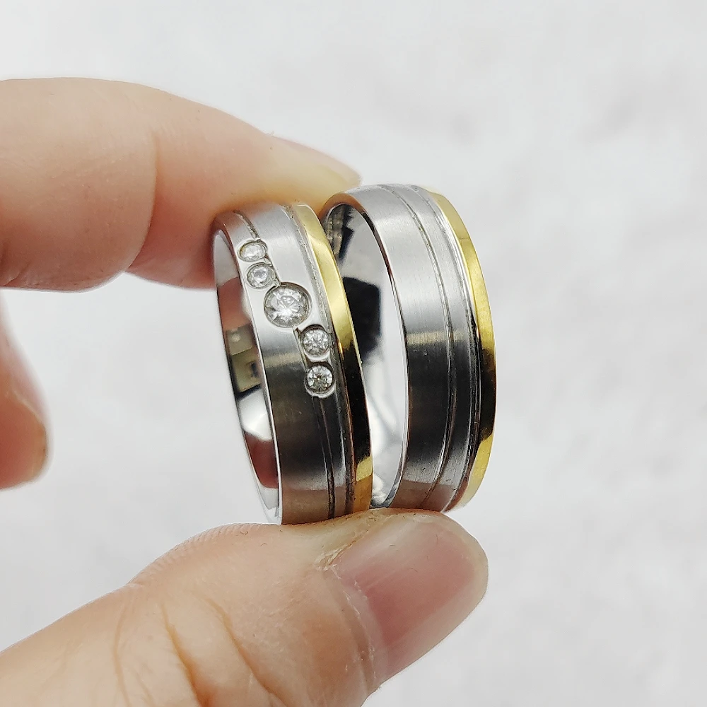 Good Quality Hypoallergenic Titanium Jewelry Proposal Ring Designer His and Hers Wedding Engagement Rings For Couples